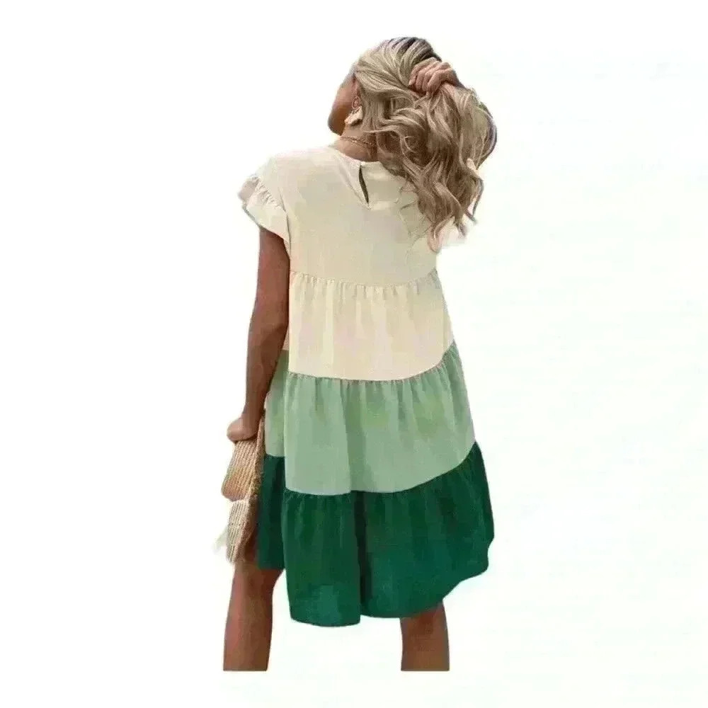 Brand New Forest Green, Light Green and White Three-Color Patchwork Doll Dress - Picture 3 of 3